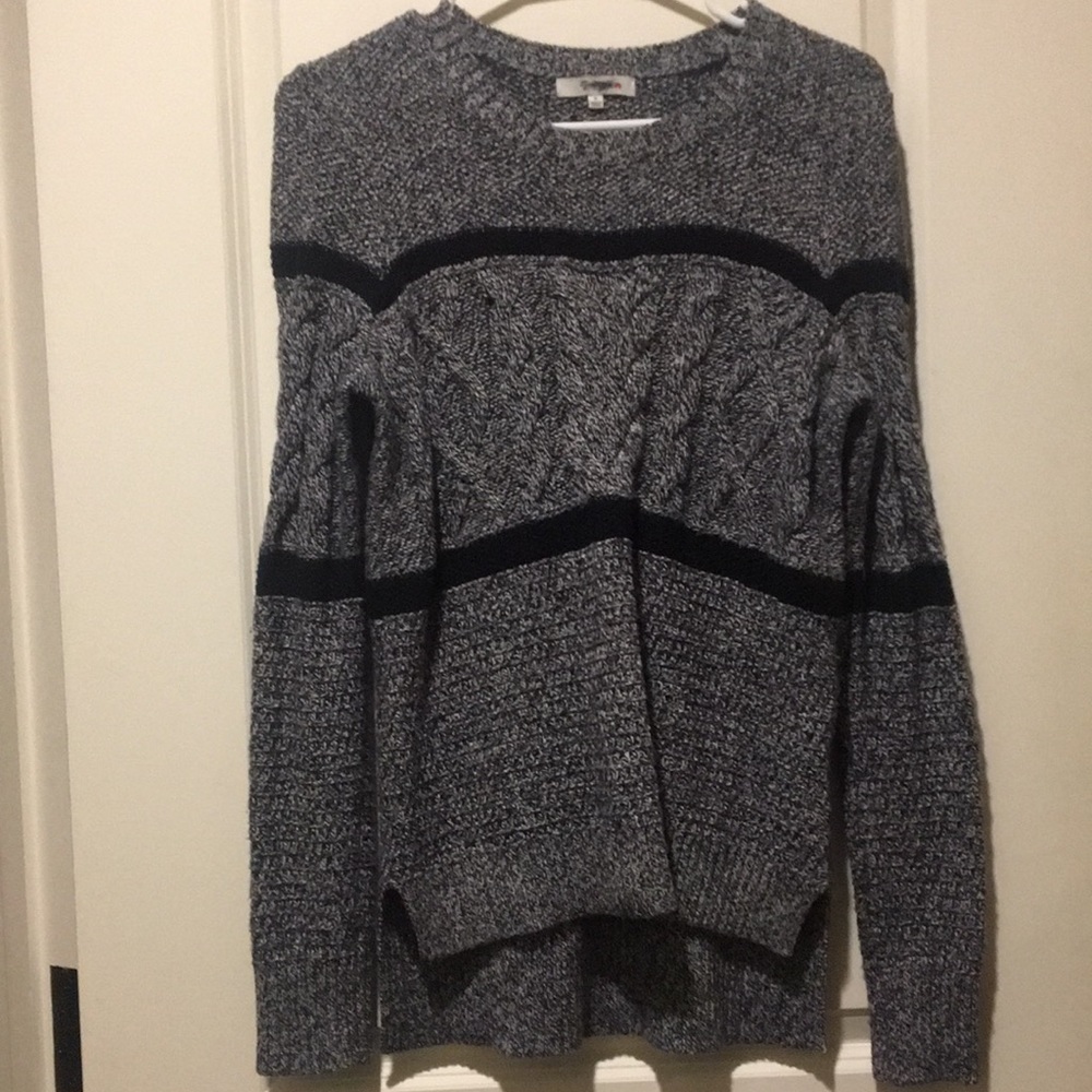 Madewell womens knit crew neck pullover sweater long sleeves size S grey black